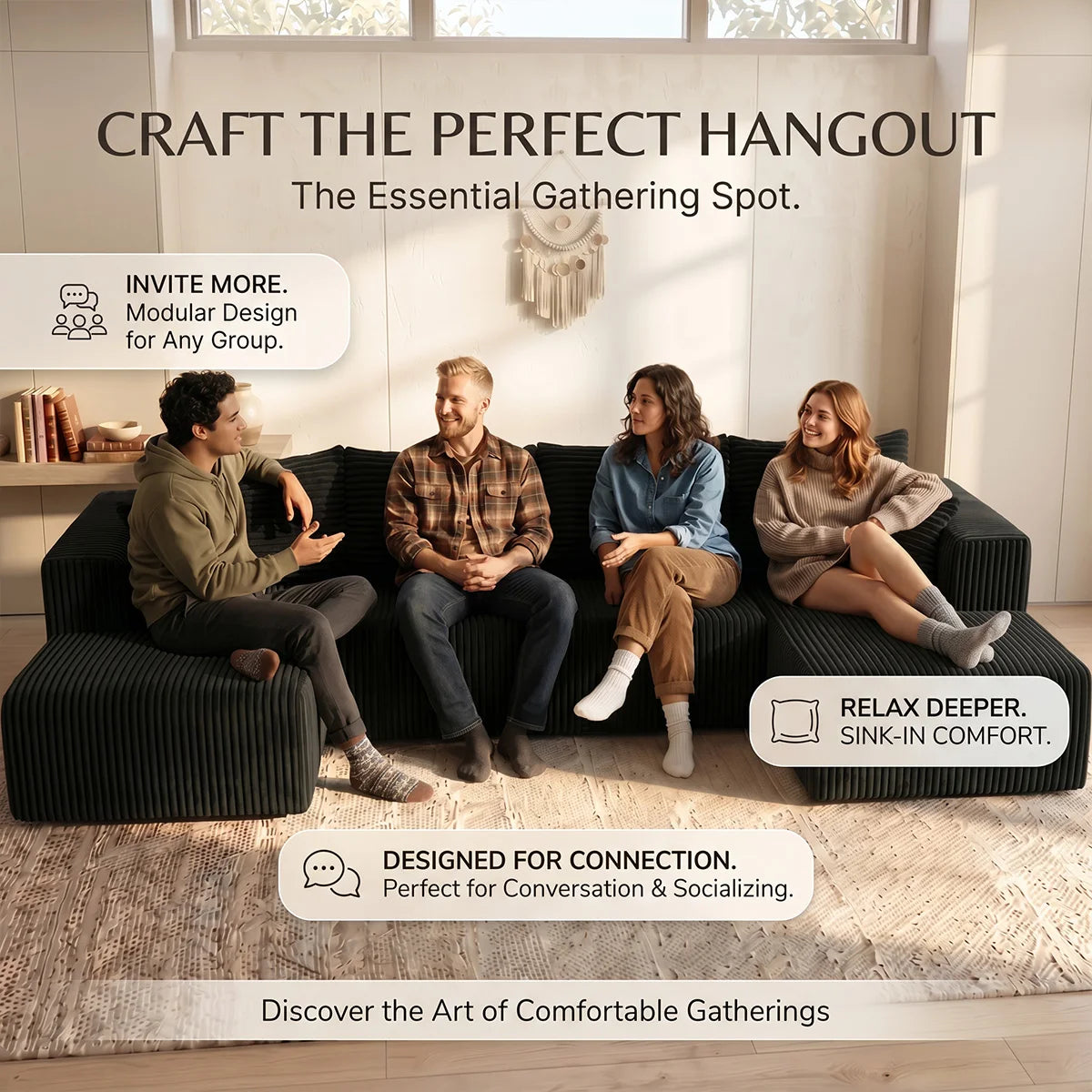 U-shaped Modular Canvas Sofa