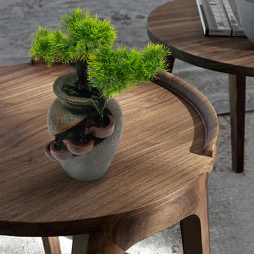 Brown Tabletop Fountain Mini Waterfall for Indoor Spaces