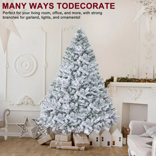 6.9ft White Flocked Artificial Christmas Tree,
