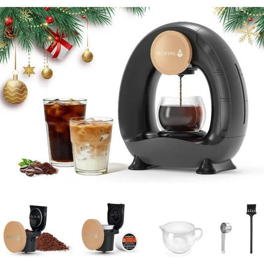 Single Serve Coffee Maker For K Cup Pod and Coffee Grounds /Tea, Fast Brew in 2 minutes, 2 IN 1 One Button Coffee Machine 4-8 Oz