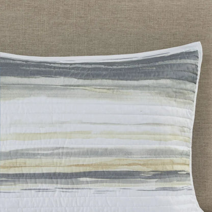 6 Piece Printed Quilt Set with Throw Pillows Yellow Full Queen