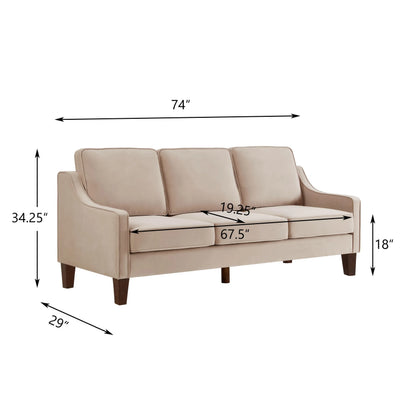 Modern Living Room Triple Recliner Sofa Bedroom Smooth To The Touch Long Lasting Wooden Table Legs Upholstered Velvet Large Sofa