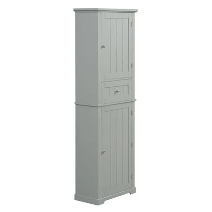 Tall Bathroom Storage Cabinet Freestanding Storage Cabinet with Drawer and Adjustable Shelf MDF Board with Painted Finish Grey