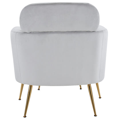 Half Disassembled Single Chair With Gold Feet And Pedals Flannelette Indoor Leisure Chair Light Gray