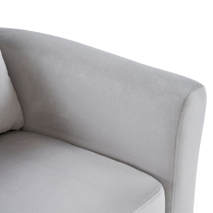 Half Disassembled Single Chair With Gold Feet And Pedals Flannelette Indoor Leisure Chair Light Gray