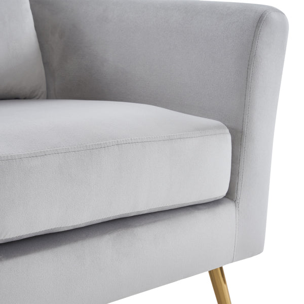 Half Disassembled Single Chair With Gold Feet And Pedals Flannelette Indoor Leisure Chair Light Gray