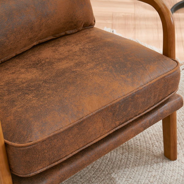 Oak Armrest Upholstered Single Lounge Chair