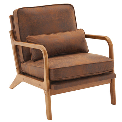 Oak Armrest Upholstered Single Lounge Chair