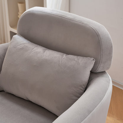 Half Disassembled Single Chair With Gold Feet And Pedals Flannelette Indoor Leisure Chair Light Gray