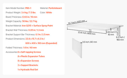 Wall Mounted Folding Table Drop Leaf