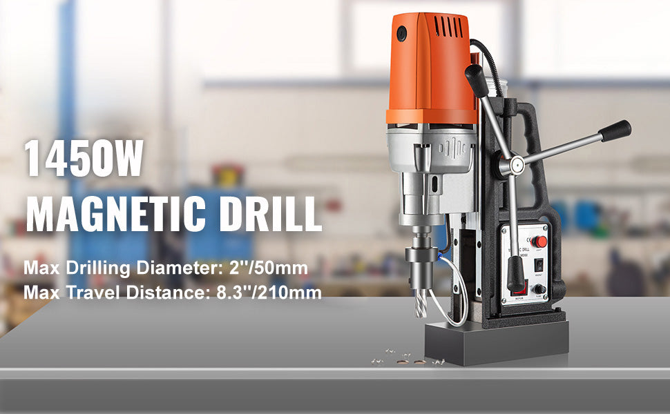 Magnetic Drill Press Kit 1680W Electric Bench Drilling Machine 2900LBS Magnet with HSS Annular Cutter Bits