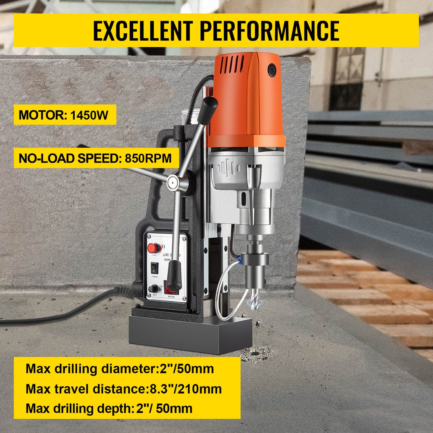 Magnetic Drill Press Kit 1680W Electric Bench Drilling Machine 2900LBS Magnet with HSS Annular Cutter Bits