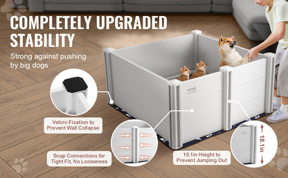 Dog Whelping Box 38.6x38.6x18.1in PVC with Rails Pee Pad for Dogs Puppies
