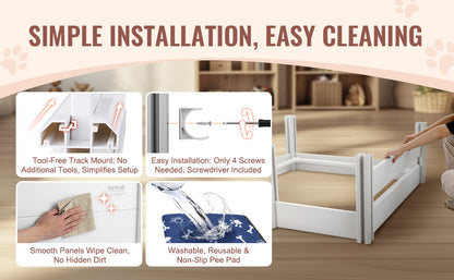 Dog Whelping Box 38.6x38.6x18.1in PVC with Rails Pee Pad for Dogs Puppies